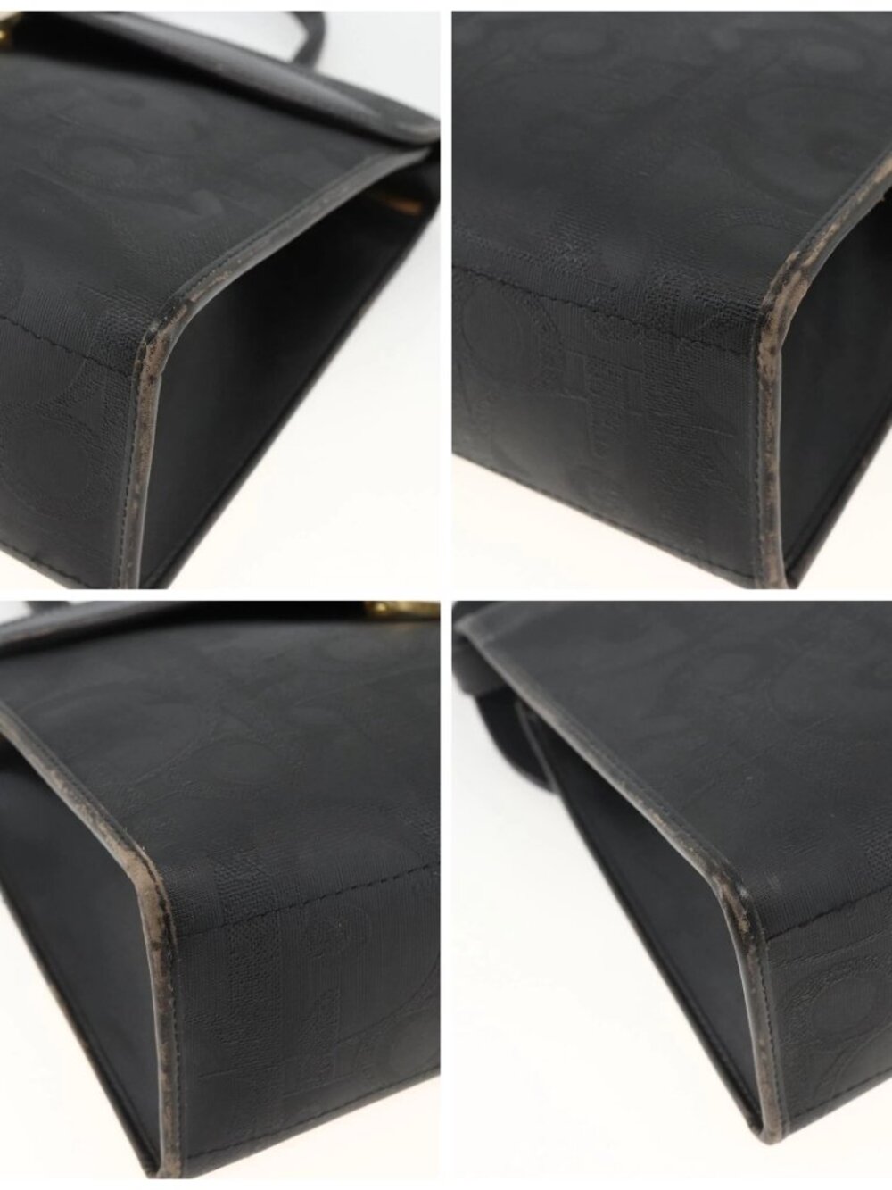 Christian Dior Trotter Canvas Hand Bag PVC Leather 2way Gold Black Auth 174047 - Picture 15 of 15